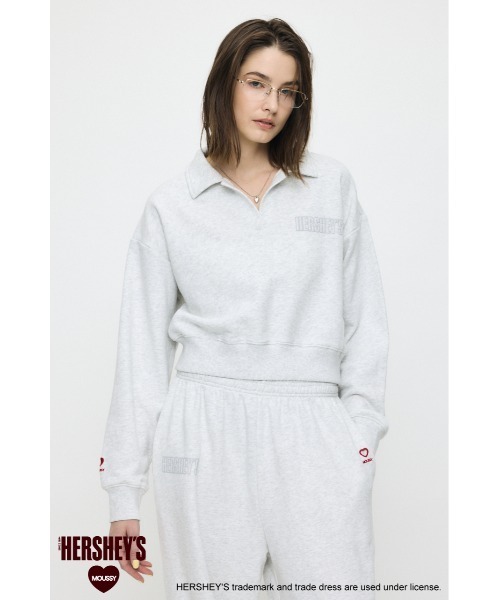 MOUSSY(マウジー)の「HERSHEY'S POLO SWEAT プルオーバー(スウェット・レディース・ブラウン/杢グレー・FREE)」の1枚目の写真
