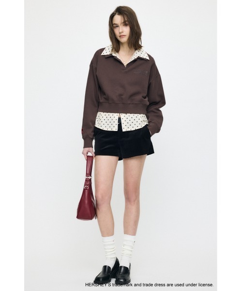 MOUSSY(マウジー)の「HERSHEY'S POLO SWEAT プルオーバー(スウェット・レディース・ブラウン/杢グレー・FREE)」の4枚目の写真