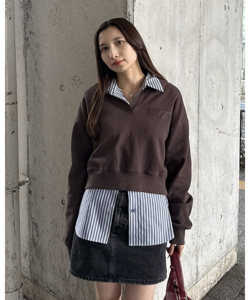 MOUSSY(マウジー)の「HERSHEY'S POLO SWEAT プルオーバー(スウェット・レディース・ブラウン/杢グレー・FREE)」の21枚目の写真