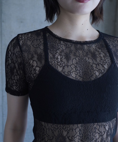 G.V.G.V.（ジーヴィージーヴィー）の「STRETCH LACE H/S TOP（Tシャツ/カットソー・レディース・ネイビー/ピンク/ブラック・ONE SIZE）」の19枚目の写真