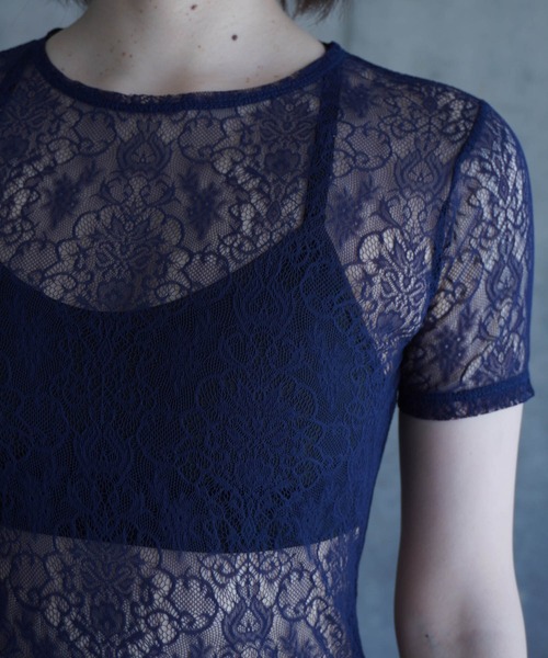 G.V.G.V.（ジーヴィージーヴィー）の「STRETCH LACE H/S TOP（Tシャツ/カットソー・レディース・ネイビー/ピンク/ブラック・ONE SIZE）」の20枚目の写真