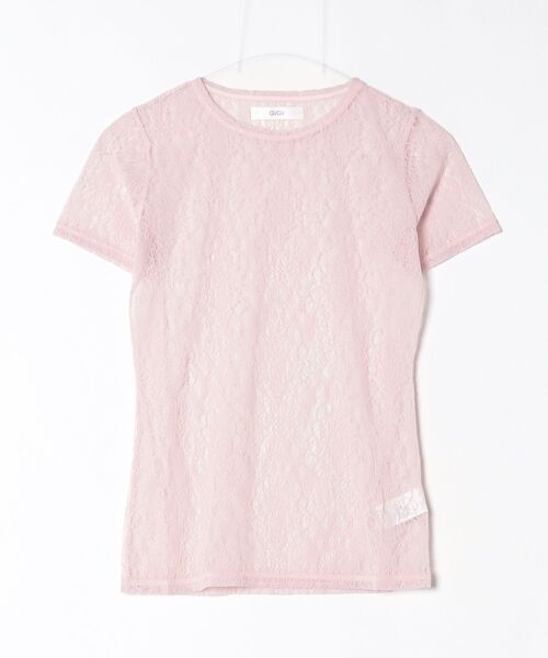 G.V.G.V.（ジーヴィージーヴィー）の「STRETCH LACE H/S TOP（Tシャツ/カットソー・レディース・ネイビー/ピンク/ブラック・ONE SIZE）」の4枚目の写真