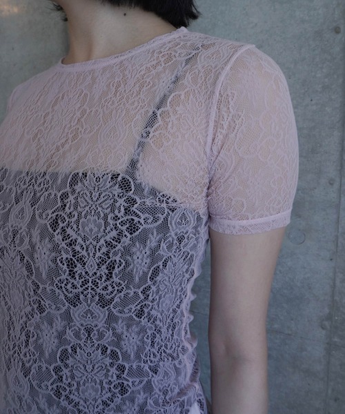 G.V.G.V.（ジーヴィージーヴィー）の「STRETCH LACE H/S TOP（Tシャツ/カットソー・レディース・ネイビー/ピンク/ブラック・ONE SIZE）」の15枚目の写真