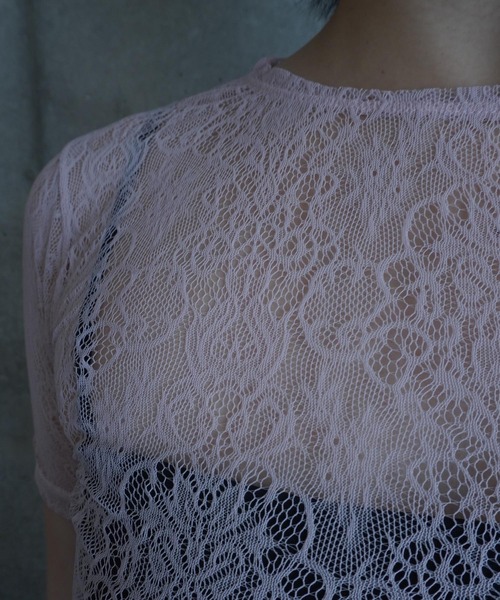 G.V.G.V.（ジーヴィージーヴィー）の「STRETCH LACE H/S TOP（Tシャツ/カットソー・レディース・ネイビー/ピンク/ブラック・ONE SIZE）」の13枚目の写真