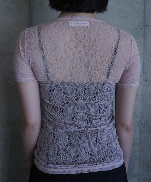 G.V.G.V.（ジーヴィージーヴィー）の「STRETCH LACE H/S TOP（Tシャツ/カットソー・レディース・ネイビー/ピンク/ブラック・ONE SIZE）」の12枚目の写真