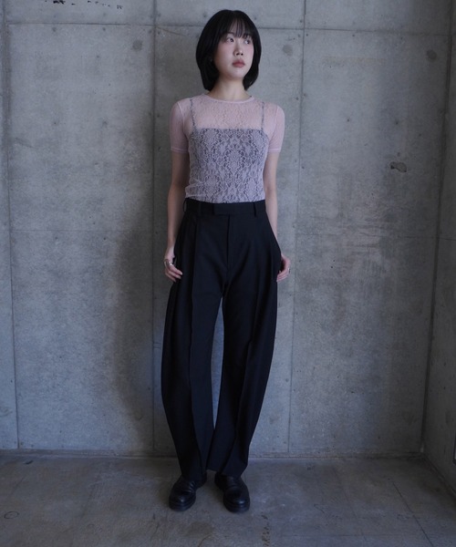 G.V.G.V.（ジーヴィージーヴィー）の「STRETCH LACE H/S TOP（Tシャツ/カットソー・レディース・ネイビー/ピンク/ブラック・ONE SIZE）」の9枚目の写真