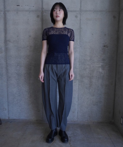 G.V.G.V.（ジーヴィージーヴィー）の「STRETCH LACE H/S TOP（Tシャツ/カットソー・レディース・ネイビー/ピンク/ブラック・ONE SIZE）」の22枚目の写真