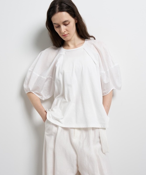 LANVIN en Bleu(ランバンオンブルー)の「コクーンスリーブコンビカットソー(Tシャツ/カットソー・レディース・ネイビー/オフホワイト/ベージュ/ブラック・38)」の2枚目の写真