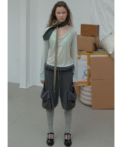 OPEN Yy（オープンワイワイ）の「【Geek Office / ギークオフィス】OPEN YY / ROLLED WAIST WAFFLE CARGO SHORTS（その他パンツ・レディース・ブラック・SMALL）」の2枚目の写真