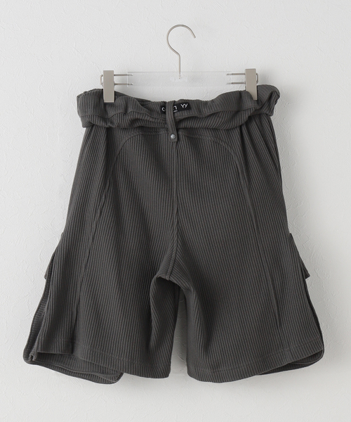 OPEN Yy（オープンワイワイ）の「【Geek Office / ギークオフィス】OPEN YY / ROLLED WAIST WAFFLE CARGO SHORTS（その他パンツ・レディース・ブラック・SMALL）」の5枚目の写真