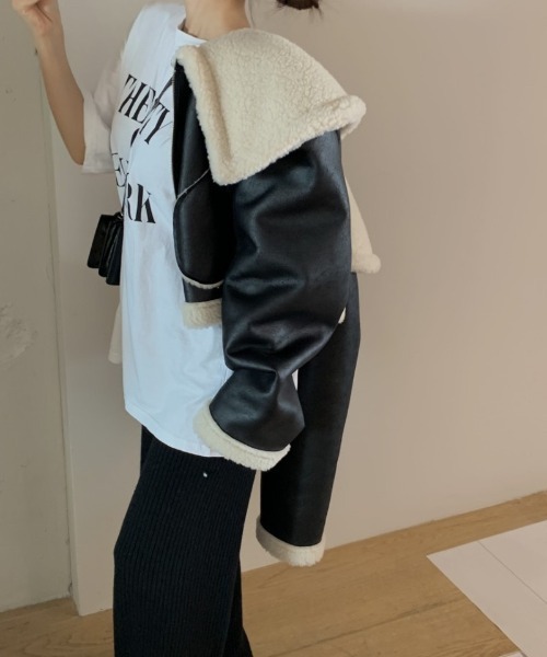 Ritzy（リッツィー）の「フェイクレザー 裏ボア ブルゾン（ブルゾン・レディース・ブラック・FREE）」の7枚目の写真