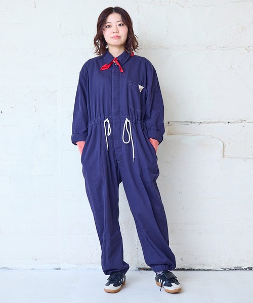 MARKEY'S（マーキーズ）の「ヘリンボンツイルミリタリージャンプスーツ/おとな（つなぎ/オールインワン・レディース・ライトピンク/ネイビー・160cm）」の8枚目の写真