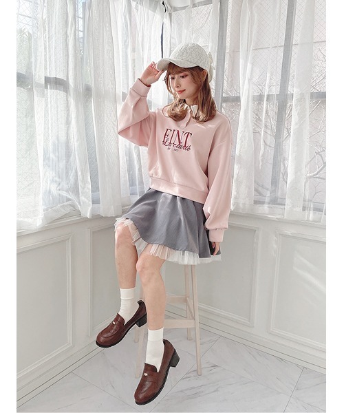 F i.n.t（フィント）の「フレンチロゴ刺繍クレリック衿スウェット/fint フィント（スウェット・レディース・ネイビー/ライトベージュ/ライトピンク・FREE）」の6枚目の写真