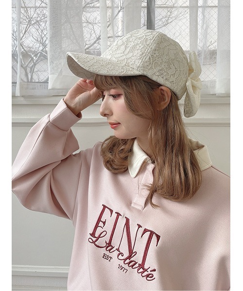 F i.n.t（フィント）の「フレンチロゴ刺繍クレリック衿スウェット/fint フィント（スウェット・レディース・ネイビー/ライトベージュ/ライトピンク・FREE）」の7枚目の写真