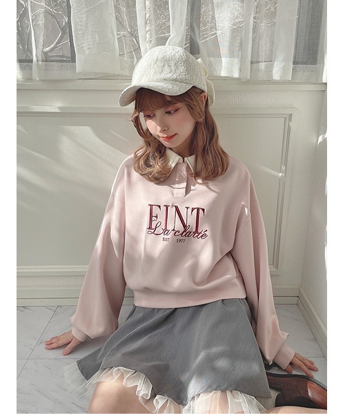 F i.n.t（フィント）の「フレンチロゴ刺繍クレリック衿スウェット/fint フィント（スウェット・レディース・ネイビー/ライトベージュ/ライトピンク・FREE）」の4枚目の写真