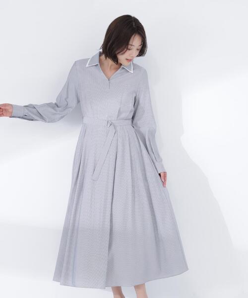 NATURAL BEAUTY BASIC(ナチュラルビューティーベーシック)の「◇ダブルカラーシャツワンピース(シャツワンピース・レディース・グレー系その他/ブルー系その他・P/S/MEDIUM)」の2枚目の写真