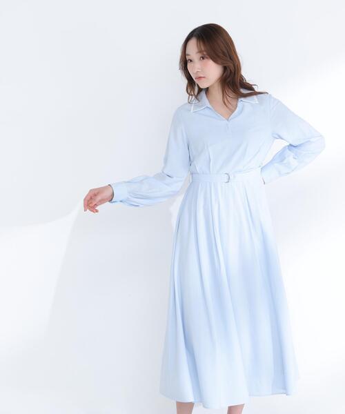 NATURAL BEAUTY BASIC(ナチュラルビューティーベーシック)の「◇ダブルカラーシャツワンピース(シャツワンピース・レディース・グレー系その他/ブルー系その他・P/S/MEDIUM)」の1枚目の写真