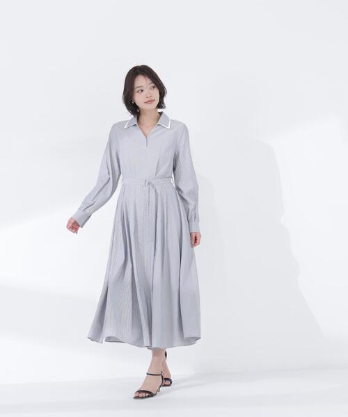 NATURAL BEAUTY BASIC（ナチュラルビューティーベーシック）の「◇ダブルカラーシャツワンピース（シャツワンピース・レディース・グレー系その他/ブルー系その他・P/S/MEDIUM）」の9枚目の写真