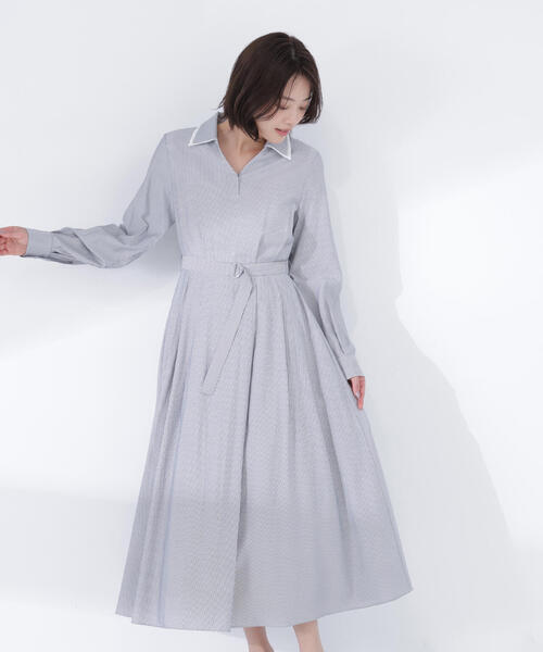 NATURAL BEAUTY BASIC（ナチュラルビューティーベーシック）の「◇ダブルカラーシャツワンピース（シャツワンピース・レディース・グレー系その他/ブルー系その他・P/S/MEDIUM）」の2枚目の写真