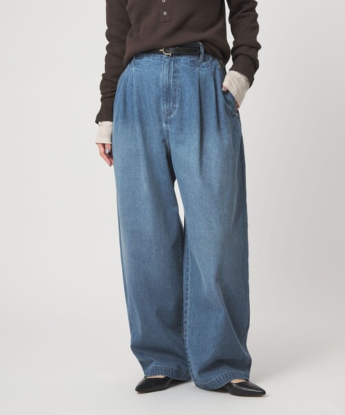 green label relaxing(グリーンレーベルリラクシング)の「【WEB限定】<at ease>カーブ デニム パンツ(デニムパンツ・レディース・オフホワイト/グレー/ライトブルー・FREE)」の3枚目の写真