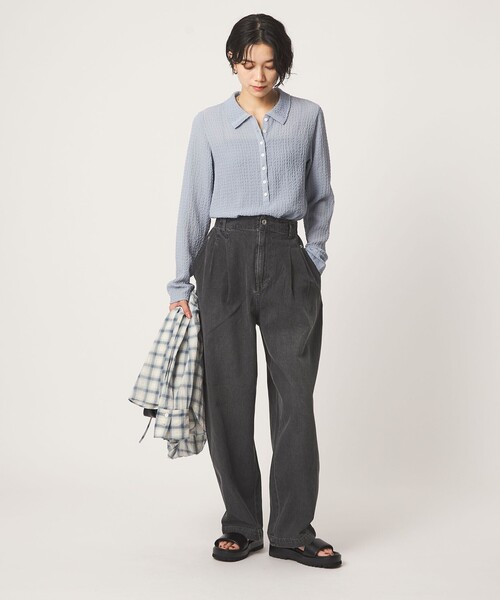 green label relaxing(グリーンレーベルリラクシング)の「【WEB限定】<at ease>カーブ デニム パンツ(デニムパンツ・レディース・オフホワイト/グレー/ライトブルー・FREE)」の6枚目の写真