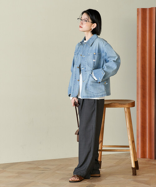 FREAK'S STORE（フリークスストア）の「Lee × FREAK'S STORE/リー 別注 SHORT LOCO JACKET/別注 ショート ロコジャケット（カバーオール・レディース・オフホワイト/ブルー/ネイビー・ﾌﾘ-）」の8枚目の写真