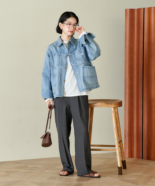 FREAK'S STORE（フリークスストア）の「Lee × FREAK'S STORE/リー 別注 SHORT LOCO JACKET/別注 ショート ロコジャケット（カバーオール・レディース・オフホワイト/ブルー/ネイビー・ﾌﾘ-）」の10枚目の写真