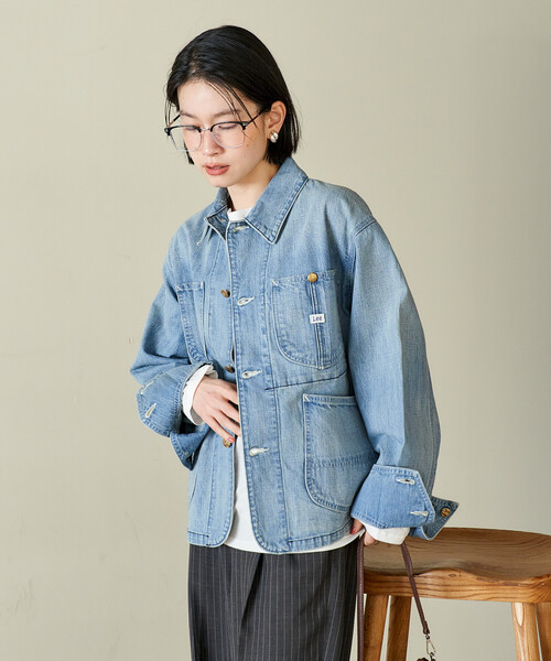 FREAK'S STORE（フリークスストア）の「Lee × FREAK'S STORE/リー 別注 SHORT LOCO JACKET/別注 ショート ロコジャケット（カバーオール・レディース・オフホワイト/ブルー/ネイビー・ﾌﾘ-）」の12枚目の写真