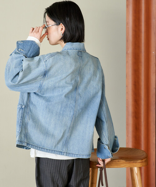 FREAK'S STORE（フリークスストア）の「Lee × FREAK'S STORE/リー 別注 SHORT LOCO JACKET/別注 ショート ロコジャケット（カバーオール・レディース・オフホワイト/ブルー/ネイビー・ﾌﾘ-）」の16枚目の写真