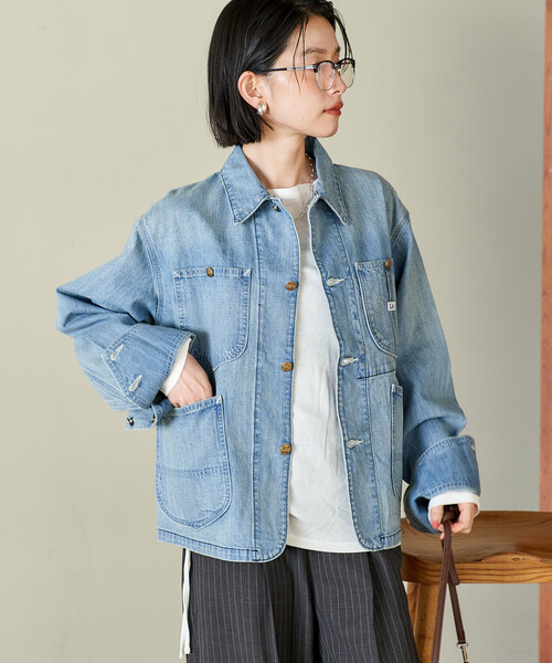 FREAK'S STORE（フリークスストア）の「Lee × FREAK'S STORE/リー 別注 SHORT LOCO JACKET/別注 ショート ロコジャケット（カバーオール・レディース・オフホワイト/ブルー/ネイビー・ﾌﾘ-）」の17枚目の写真