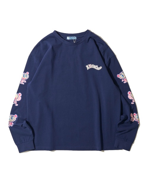 ADPOSION(アドポーション)の「【ANGEL BLUE / エンジェルブルー】ヒョウ柄袖プリントロングTシャツ(Tシャツ/カットソー・レディース・ホワイト/ネイビー/ブラック・FREE)」の3枚目の写真