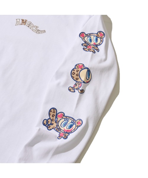 ADPOSION(アドポーション)の「【ANGEL BLUE / エンジェルブルー】ヒョウ柄袖プリントロングTシャツ(Tシャツ/カットソー・レディース・ホワイト/ネイビー/ブラック・FREE)」の10枚目の写真