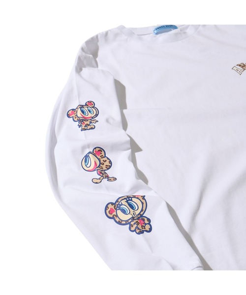 ADPOSION(アドポーション)の「【ANGEL BLUE / エンジェルブルー】ヒョウ柄袖プリントロングTシャツ(Tシャツ/カットソー・レディース・ホワイト/ネイビー/ブラック・FREE)」の9枚目の写真
