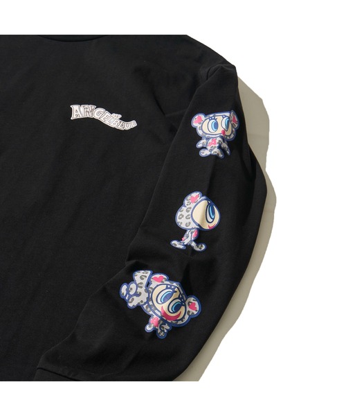 ADPOSION(アドポーション)の「【ANGEL BLUE / エンジェルブルー】ヒョウ柄袖プリントロングTシャツ(Tシャツ/カットソー・レディース・ホワイト/ネイビー/ブラック・FREE)」の13枚目の写真