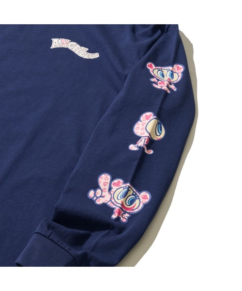 ADPOSION(アドポーション)の「【ANGEL BLUE / エンジェルブルー】ヒョウ柄袖プリントロングTシャツ(Tシャツ/カットソー・レディース・ホワイト/ネイビー/ブラック・FREE)」の16枚目の写真