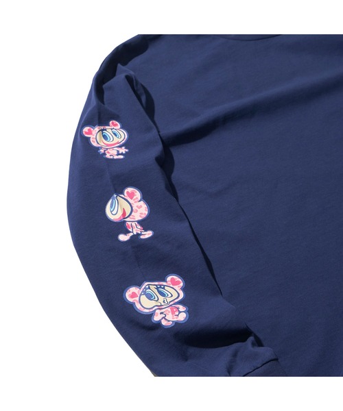 ADPOSION(アドポーション)の「【ANGEL BLUE / エンジェルブルー】ヒョウ柄袖プリントロングTシャツ(Tシャツ/カットソー・レディース・ホワイト/ネイビー/ブラック・FREE)」の15枚目の写真