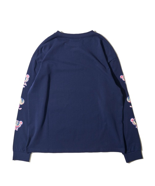 ADPOSION(アドポーション)の「【ANGEL BLUE / エンジェルブルー】ヒョウ柄袖プリントロングTシャツ(Tシャツ/カットソー・レディース・ホワイト/ネイビー/ブラック・FREE)」の6枚目の写真