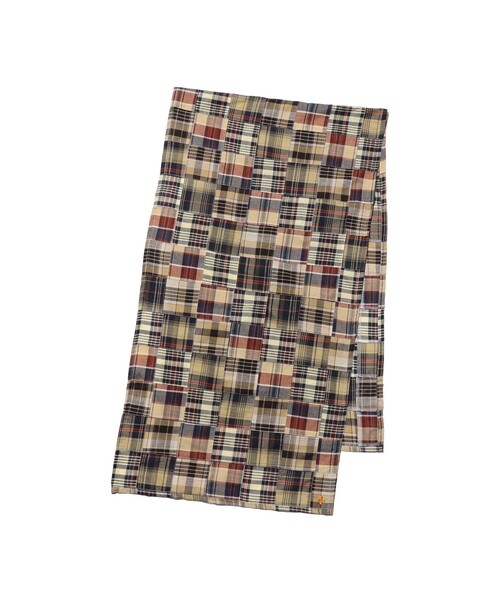 BEAMS PLUS（ビームスプラス）の「Stole Patch Works Madras（マフラー・メンズ・ネイビー/ピンク/ブラウン・ONE SIZE）」の7枚目の写真