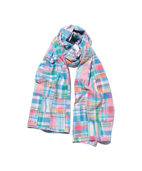 BEAMS PLUS（ビームスプラス）の「Stole Patch Works Madras（マフラー・メンズ・ネイビー/ピンク/ブラウン・ONE SIZE）」の12枚目の写真