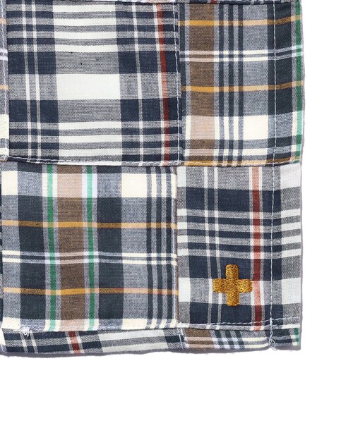 BEAMS PLUS（ビームスプラス）の「Stole Patch Works Madras（マフラー・メンズ・ネイビー/ピンク/ブラウン・ONE SIZE）」の20枚目の写真