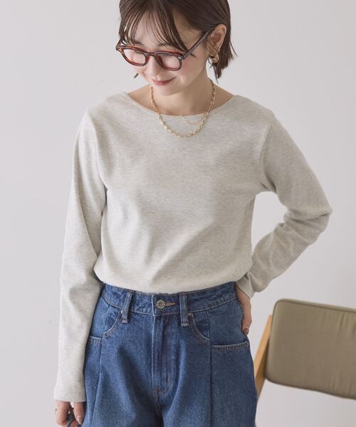 AMERICAN HOLIC(アメリカンホリック)の「【2WAY】スクエアネックプルオーバー(Tシャツ/カットソー・レディース・ホワイト系その他/チャコールグレー/アイボリー・L/M)」の2枚目の写真