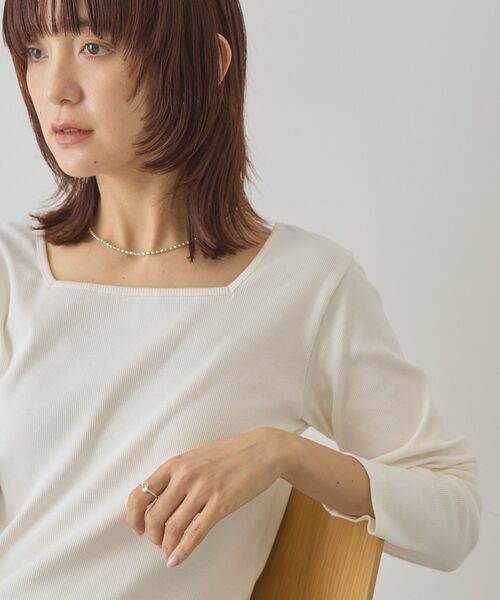 AMERICAN HOLIC(アメリカンホリック)の「【2WAY】スクエアネックプルオーバー(Tシャツ/カットソー・レディース・ホワイト系その他/チャコールグレー/アイボリー・L/M)」の14枚目の写真