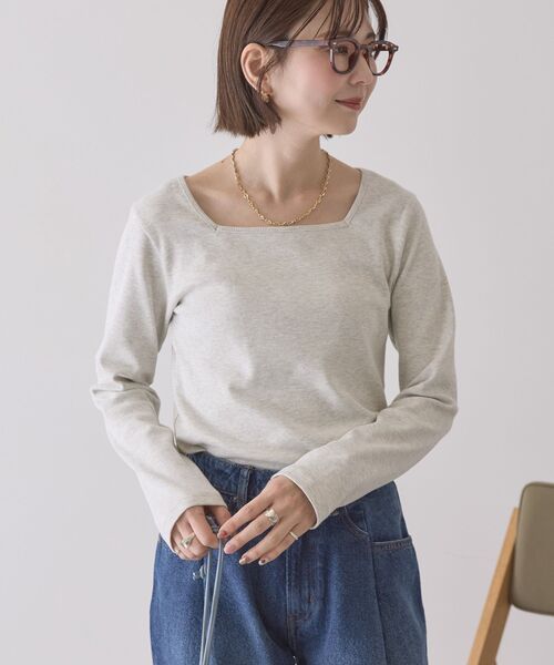 AMERICAN HOLIC(アメリカンホリック)の「【2WAY】スクエアネックプルオーバー(Tシャツ/カットソー・レディース・ホワイト系その他/チャコールグレー/アイボリー・L/M)」の22枚目の写真