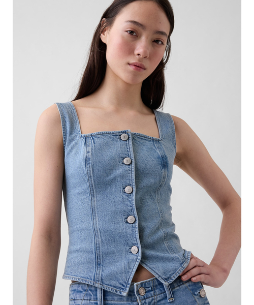 GAP(ギャップ)の「デニム コルセット トップス(シャツ/ブラウス・レディース・インディゴブルー・S/M/XS/L/XXS)」の4枚目の写真