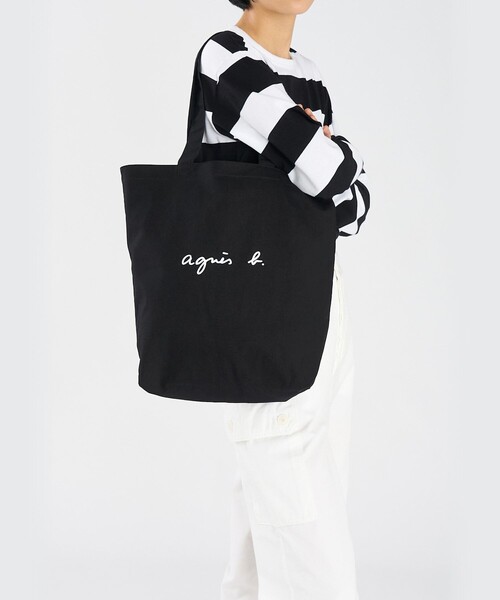 agnes b.(アニエスベー)の「ロゴ コットン リバーシブル トートバッグ "Paulette" YAS18-01(トートバッグ・レディース・ブラック・FREE)」の6枚目の写真