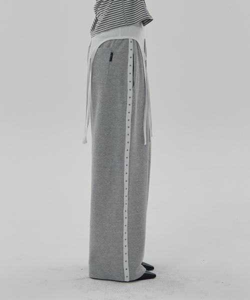 LUNA EYELET SWEAT PANTS - GREY（スウェットパンツ）｜DEARSTALKER