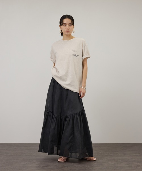 SALON adam et rope'（サロン アダム エ ロペ）の「【WEB限定】コットンオーガンジーギャザースカート（スカート・レディース・オフホワイト/ブラック/ベージュ系その他・FREE）」の4枚目の写真