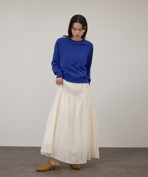 SALON adam et rope'（サロン アダム エ ロペ）の「【WEB限定】コットンオーガンジーギャザースカート（スカート・レディース・オフホワイト/ブラック/ベージュ系その他・FREE）」の6枚目の写真