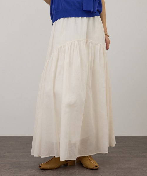 SALON adam et rope'（サロン アダム エ ロペ）の「【WEB限定】コットンオーガンジーギャザースカート（スカート・レディース・オフホワイト/ブラック/ベージュ系その他・FREE）」の7枚目の写真