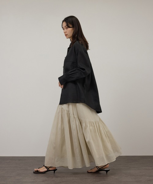 SALON adam et rope'（サロン アダム エ ロペ）の「【WEB限定】コットンオーガンジーギャザースカート（スカート・レディース・オフホワイト/ブラック/ベージュ系その他・FREE）」の8枚目の写真